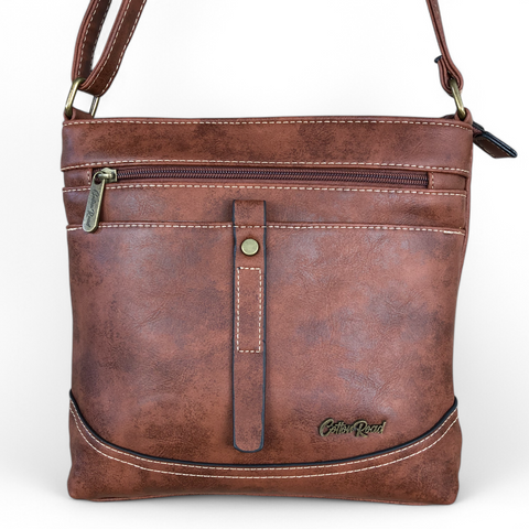 TAN BROWN Cotton Road PU Leather Sling Bag with STRAP detailing
