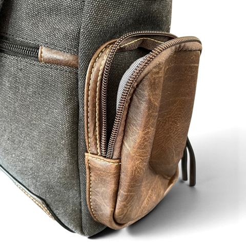 Cotton Road Handbag - BLACK Canvas Shoulder Bag with PU Leather Trim
