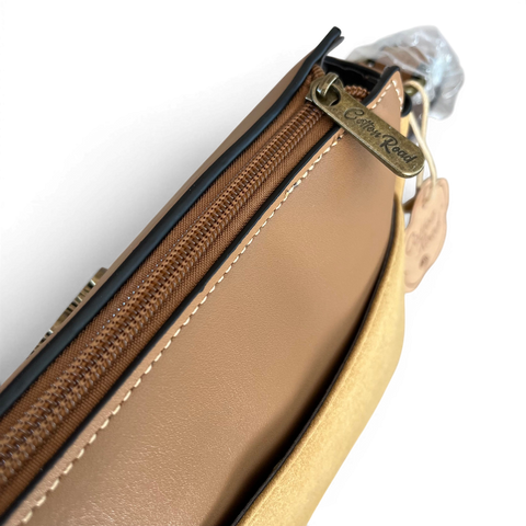 Cotton Road Sling Bag: KHAKI PU Leather Crossbody with Matching Wallet