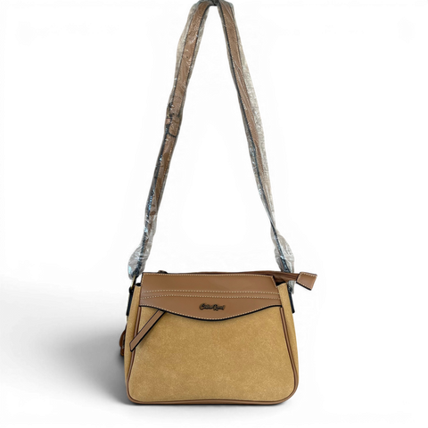 Cotton Road Sling Bag: KHAKI PU Leather Crossbody with Matching Wallet