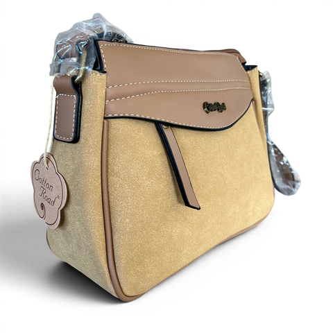 Cotton Road Sling Bag: KHAKI PU Leather Crossbody with Matching Wallet