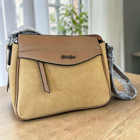 Cotton Road Sling Bag: KHAKI PU Leather Crossbody for the stylish women