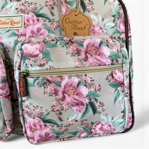 Cotton Road Travel Bag: MINT GREEN FLORAL PVC Overnight with Matching Hanging Vanity Set