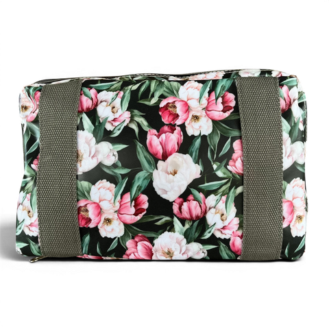 Cotton Road Travel Bag green floral foldaway weekender and matching vanity set