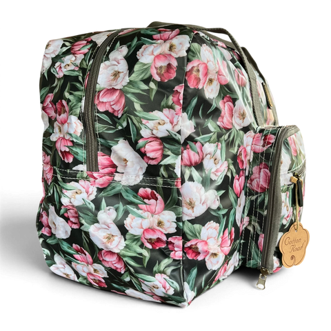 Cotton Road Travel Bag green floral foldaway weekender and matching vanity set