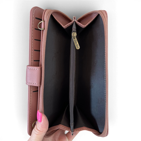 Cotton Road Wallet large pink PU leather cellphone sling with lace print and multiple compartments