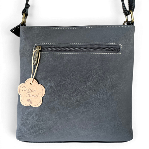 Cotton Road black PU leather sling bag with multiple pockets and adjustable strap