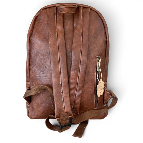 Cotton Road brown protea PU leather laptop bag with padded 15.6-inch compartment and multiple zip pockets