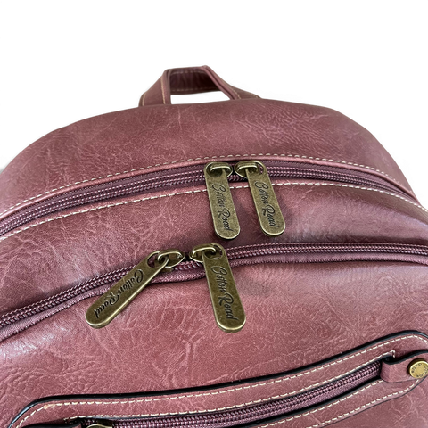 Cotton Road Laptop Bag pink protea design PU leather backpack with padded laptop sleeve and multiple compartments