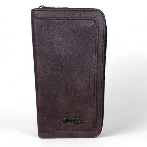 Large BROWN Cotton Road PU Leather Wallet