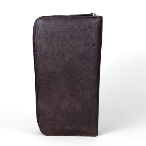 Large BROWN Cotton Road PU Leather Wallet
