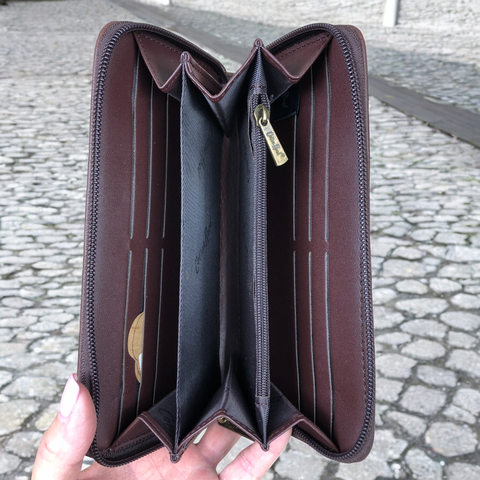 Large BROWN Cotton Road PU Leather Wallet
