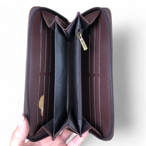 Large BROWN Cotton Road PU Leather Wallet