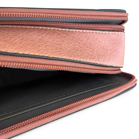 Cotton Road pink PU leather sling bag with floral pocket and branded strap