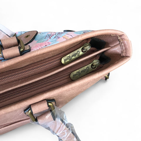 Cotton Road PINK PU LEATHER Handbag with PROTEAS