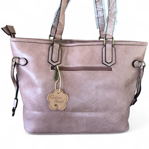 Cotton Road PINK PU LEATHER Handbag with PROTEAS