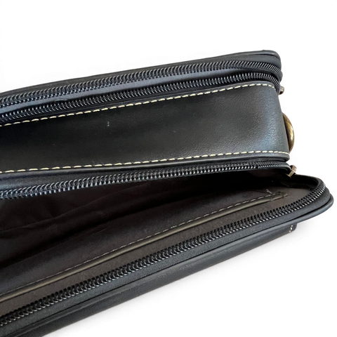 Cotton Road Sling Bag black PU leather with embossed design and branded strap