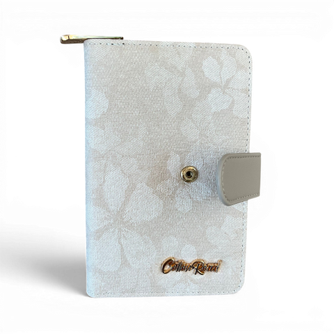 Cotton Road beige floral PU leather wallet with clip and gold-tone hardware