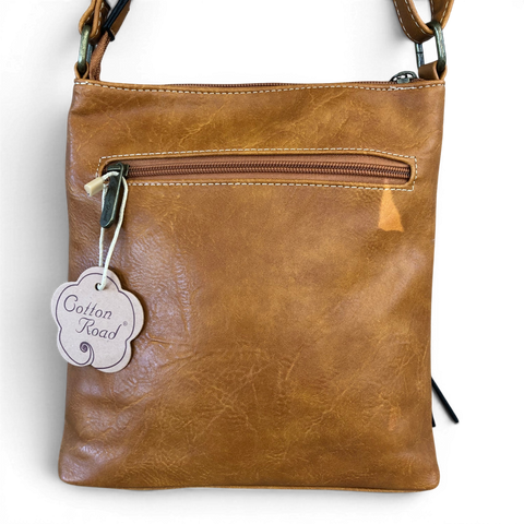 Cotton Road Sling Bag: YELLOW PU Leather Multi-Zip Crossbody Bag