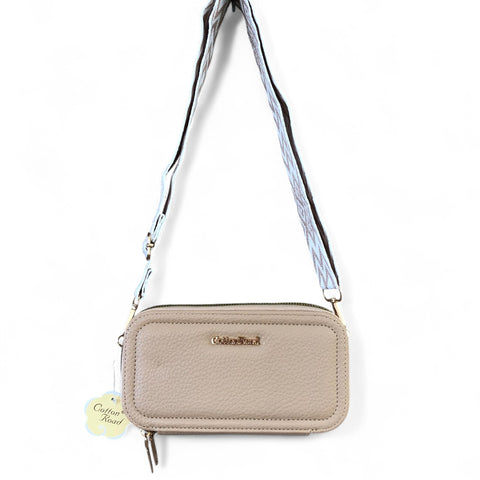 KHAKI Cotton Road PU Leather Cellphone Sling Wallet