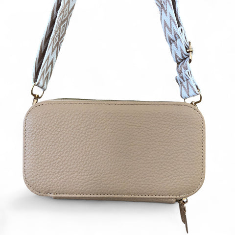 KHAKI Cotton Road PU Leather Cellphone Sling Wallet