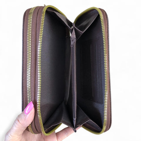 COFFEE BROWN Cotton Road PU Leather Cellphone Sling Wallet