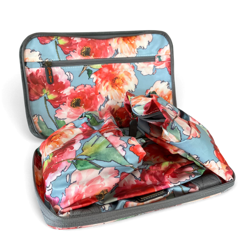 Cotton Road Travel Bag: BLUE FLORAL PVC Foldaway WEEKENDER