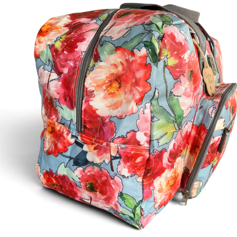 Cotton Road Travel Bag: BLUE FLORAL PVC Foldaway WEEKENDER