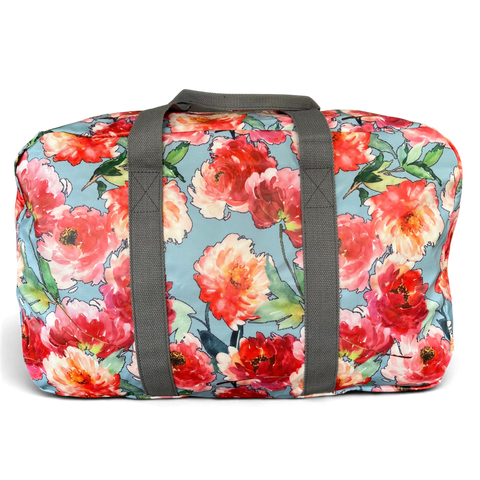 Cotton Road Travel Bag: BLUE FLORAL PVC Foldaway WEEKENDER