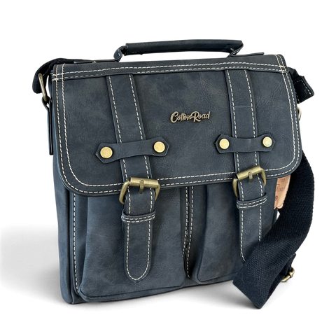 Cotton Road Sling Bag: Black PU Leather Crossbody with Clip Buckle detailing
