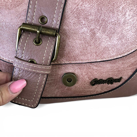 Cotton Road Sling Bag pink PU leather with buckle clip