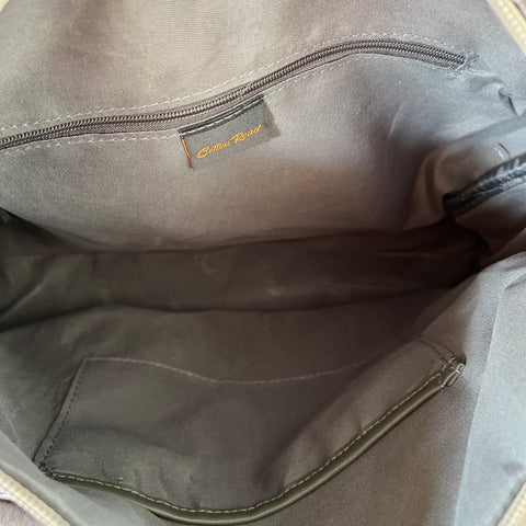 Cotton Road Handbag: Grey Canvas with Windmills Design for Everyday Use