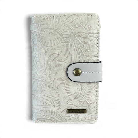 Cotton Road Wallet: Medium Khaki Embossed PU Leather with Clip