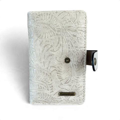 Cotton Road Wallet: Medium Khaki Embossed PU Leather with Clip
