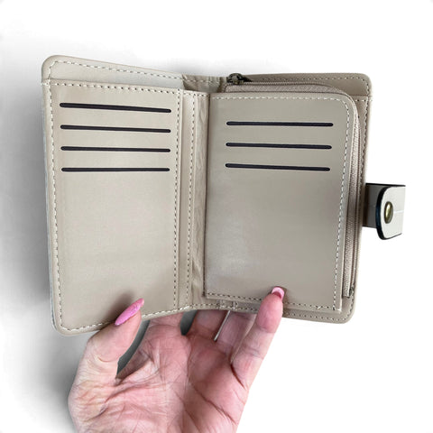 Cotton Road Wallet: Medium Khaki Embossed PU Leather with Clip