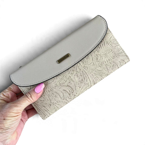 Cotton Road Handbag: KHAKI PU Leather with EMBOSSED Panel and Matching Wallet