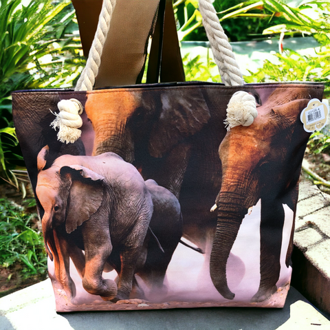 Cotton Road Canvas Tote Bag with ELEPHANT