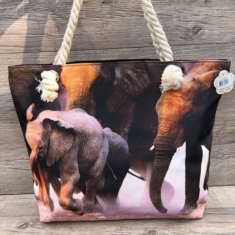 Cotton Road Canvas Tote Bag with ELEPHANT