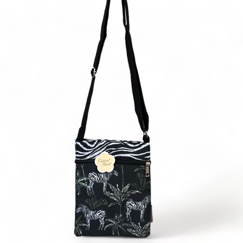 Small Canvas Cotton Road Sling Bag with ZEBRA