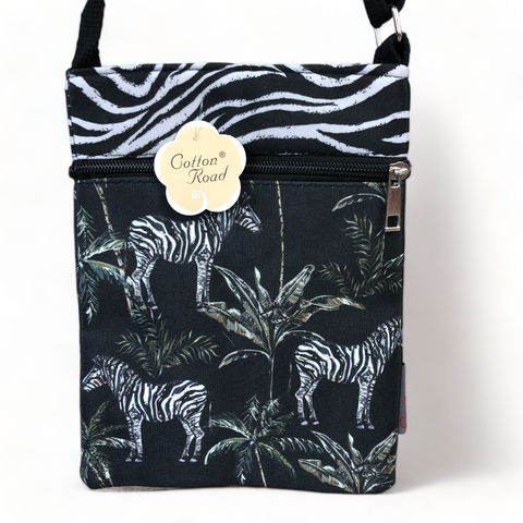 Small Canvas Cotton Road Sling Bag with ZEBRA