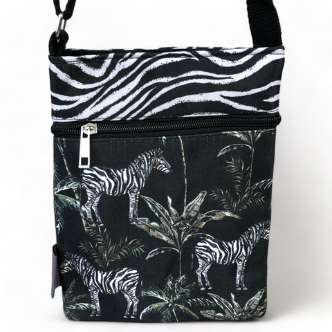 Small Canvas Cotton Road Sling Bag with ZEBRA