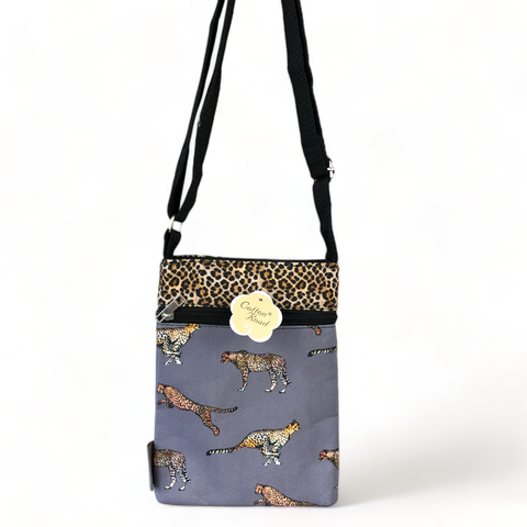 Cotton Road GREY Canvas Tote Shopper and Sling Bag COMBO with CHEETAH