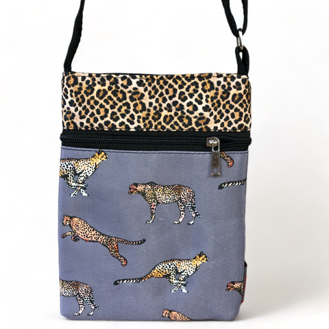 Cotton Road GREY Canvas Tote Shopper and Sling Bag COMBO with CHEETAH