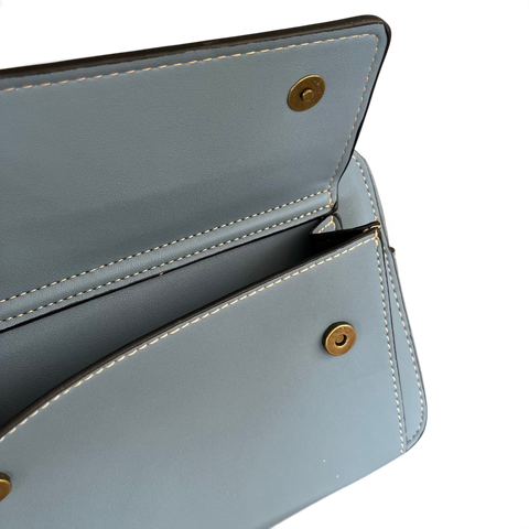 Cotton Road Sling Bag: BLUE PU Leather Crossbody Bag with BRANDED STRAP