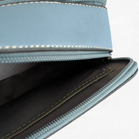 Cotton Road Sling Bag: BLUE PU Leather Crossbody Bag with BRANDED STRAP
