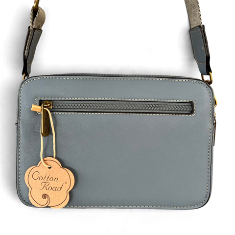 Cotton Road Sling Bag: BLUE PU Leather Crossbody Bag with BRANDED STRAP