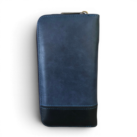 Cotton Road Wallet: Large BLUE PU Leather with Heart Design