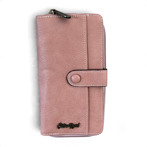Cotton Road Wallet: Large PINK PU Leather with Clip detailing