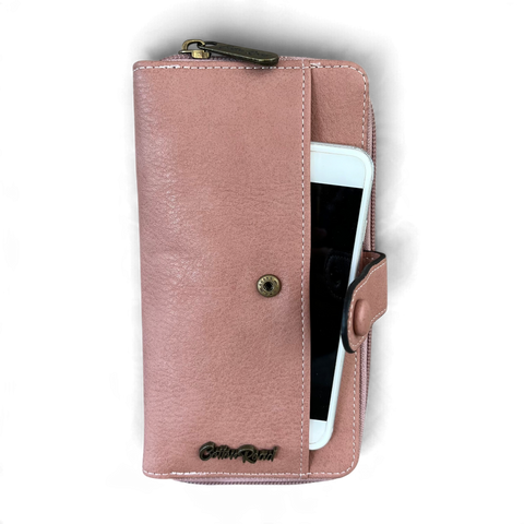 Cotton Road Wallet: Large PINK PU Leather with Clip detailing