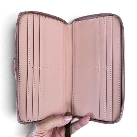Cotton Road Wallet: Large PINK PU Leather with Clip detailing